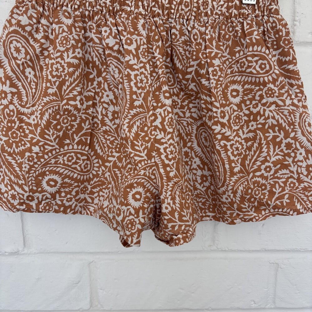 Girls Janie And Jack Kids Size 12 Brown White Elastic Waist Lined Paisley Shorts - Picture 9 of 12